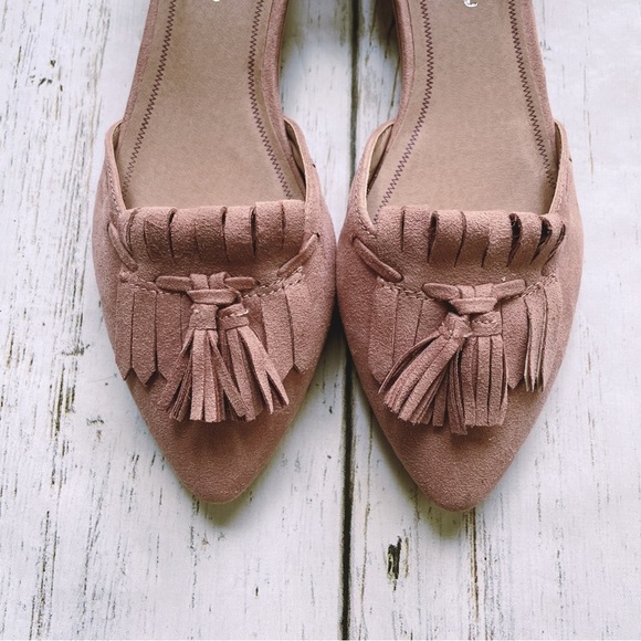 CL by Laundry Women’s Seline Dusty Rose Suede Tassels D’orsay Flats Size 10M - Picture 4 of 10